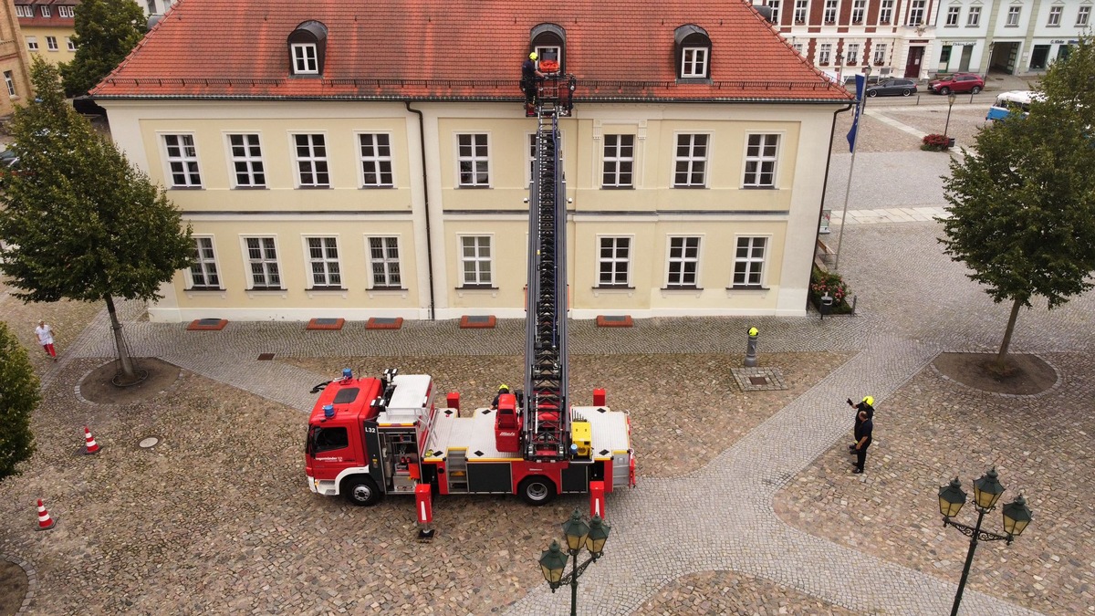 FW Lügde: Drehleiterausbildung in der Partnerstadt Angermünde