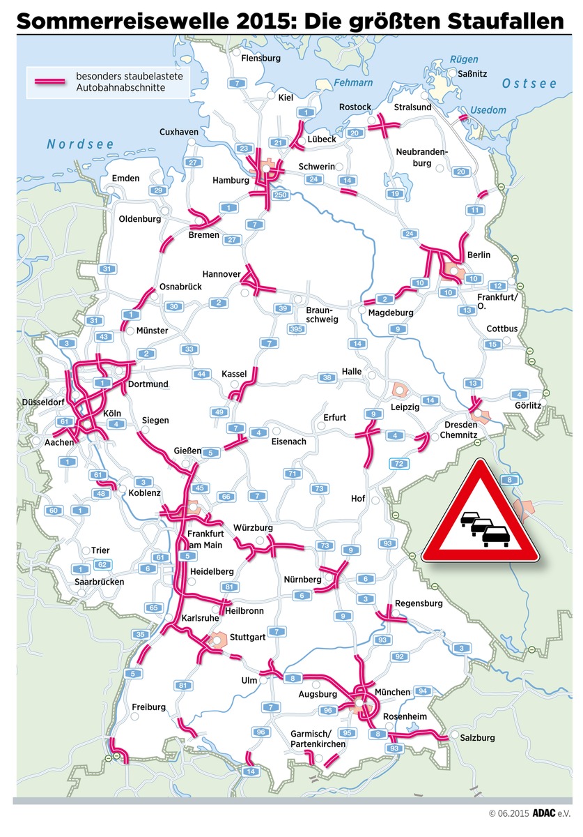 Stauprognose für das Wochenende 26. bis 28. Juni / Ferienbeginn in Nordrhein-Westfalen läutet Sommerreisewelle ein