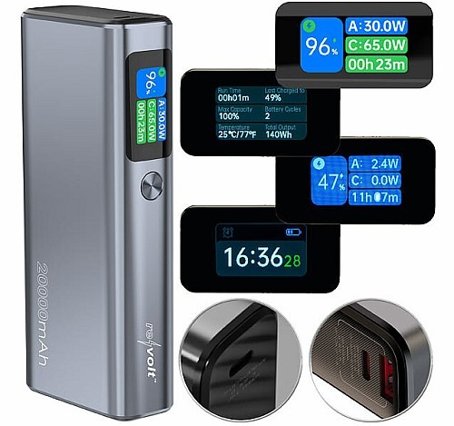 IFA-Neuheit: revolt Powerbank PB-420, 20.000 mAh, 130 Watt, OLED-Farbdisplay, PD 100 Watt, USB-A 30 Watt