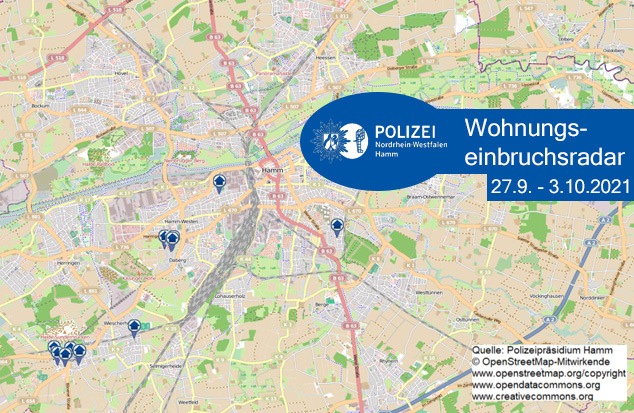 POL-HAM: Wohnungseinbruchsradar Hamm für die Woche 27.09.2021 bis 03.10.2021