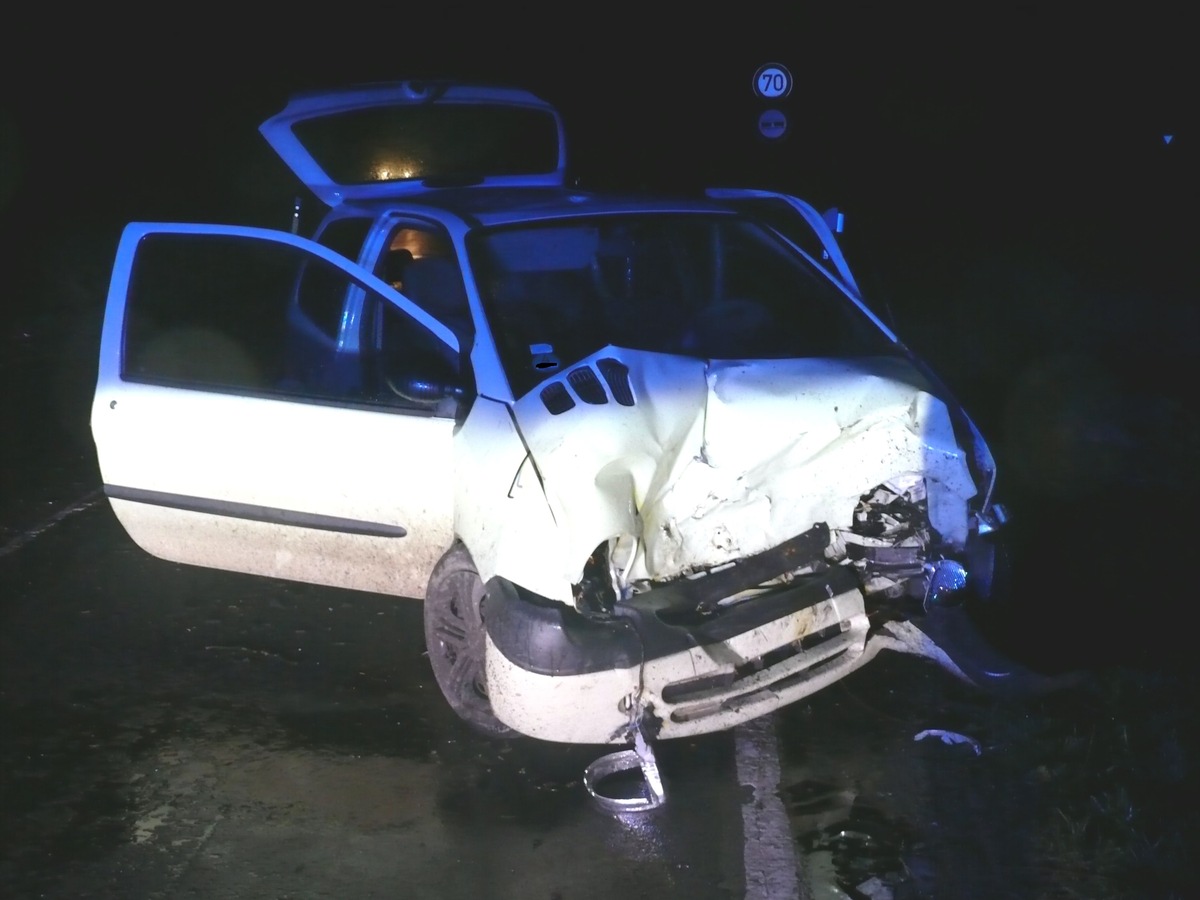 POL-MI: Auto prallt gegen Baum