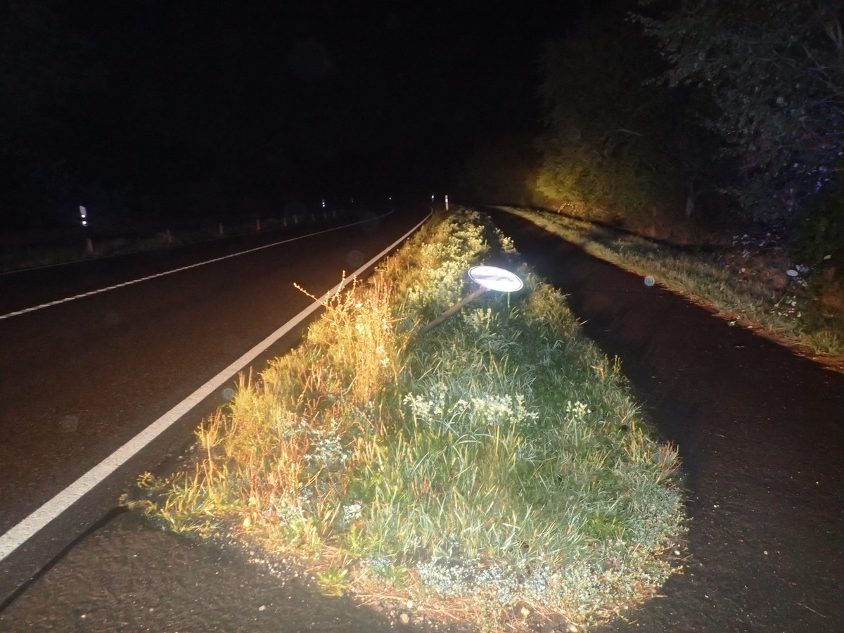 POL-PDWO: Leitpfosten entfernt und Schild beschädigt