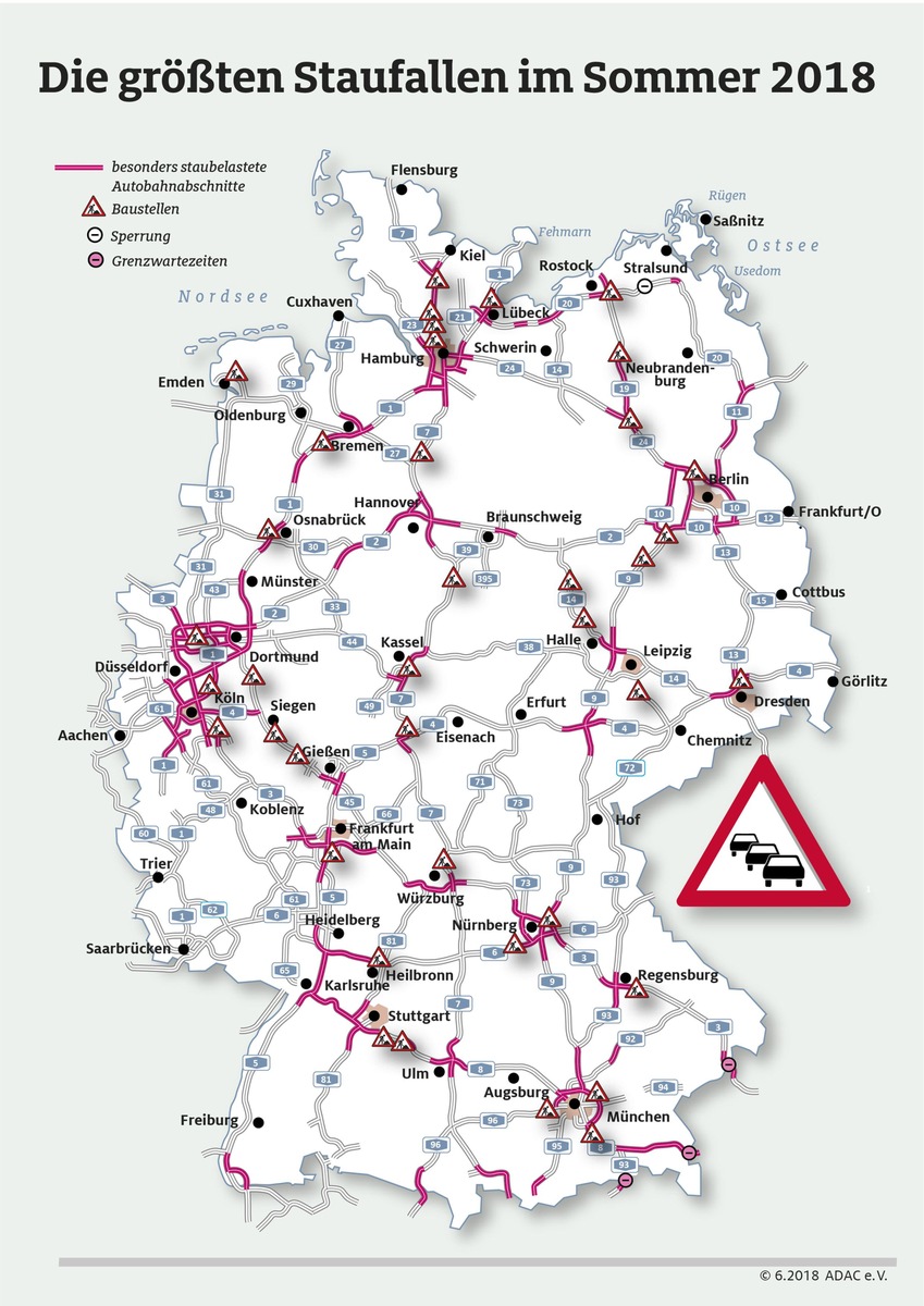 Reisewelle erreicht Scheitelpunkt / ADAC Stauprognose für 27. bis 29. Juli / Mit Bayern und Baden-Württemberg starten die letzten Bundesländer in die Sommerferien