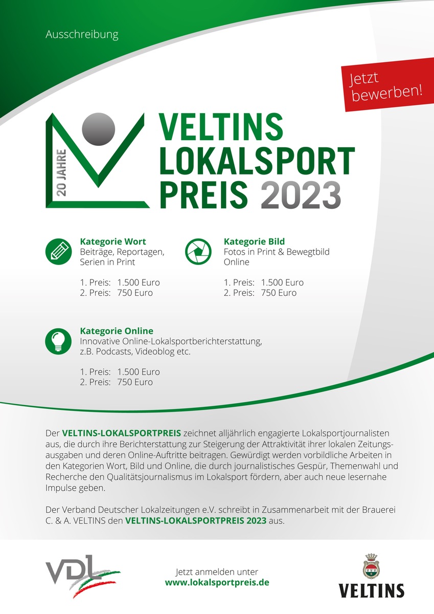 Ausschreibung des Veltins-Lokalsportpreises geht in die heiße Phase