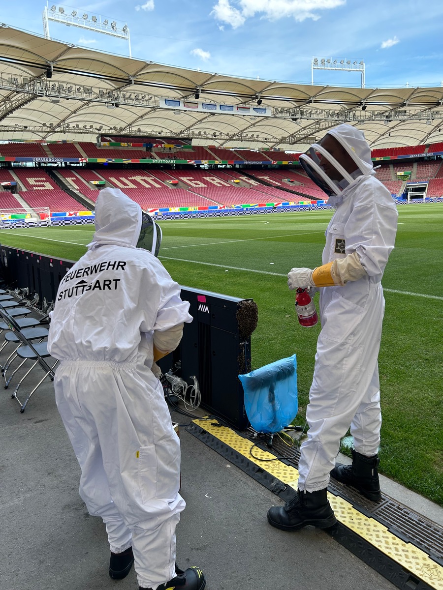 FW Stuttgart: Bienenschwarm in der Arena Stuttgart