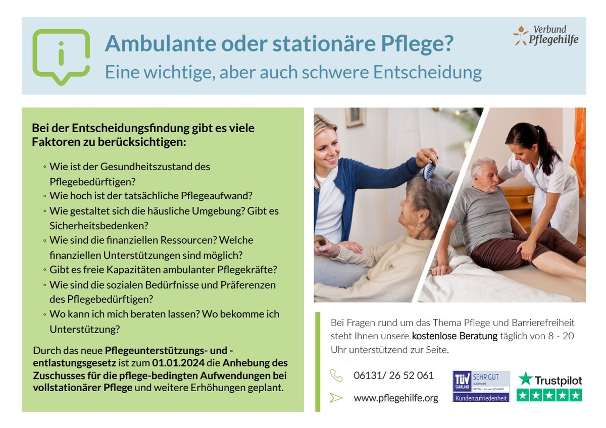 Ambulante oder stationäre Pflege? Eine wichtige, aber auch schwere Entscheidung