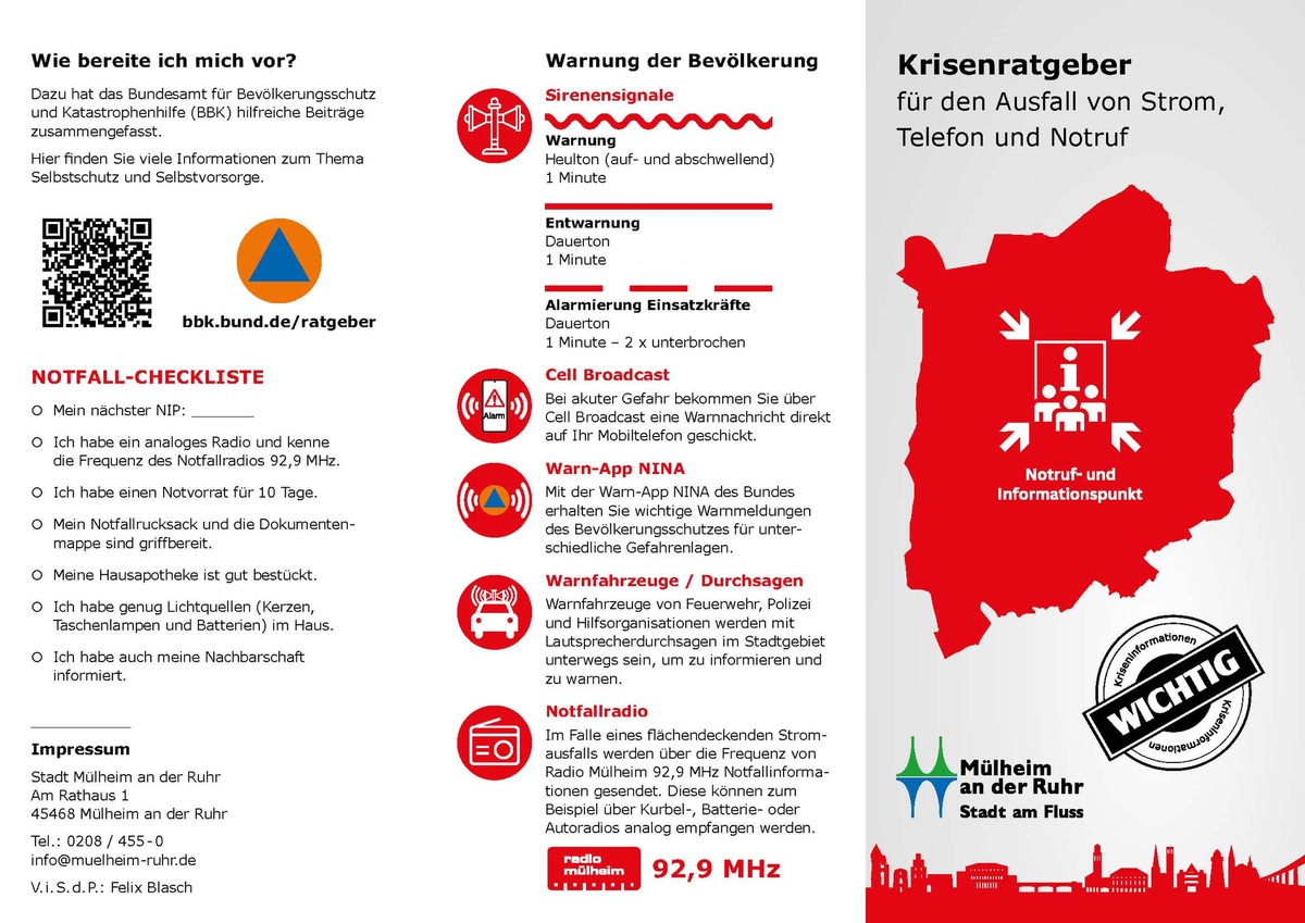 FW-MH: Krisenratgeber wird erneut verteilt - Wertvolle Informationen für den Ernstfall