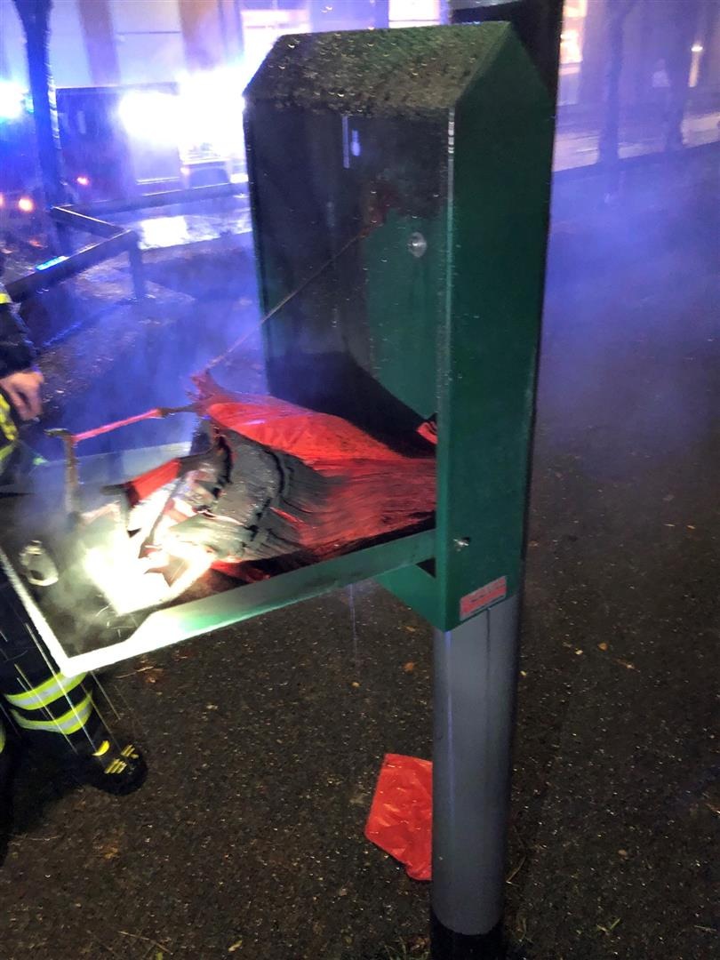 POL-PDPS: Hundekotbeutel-Mülleimer am Wedebrunnen durch Böller in Brand geraten