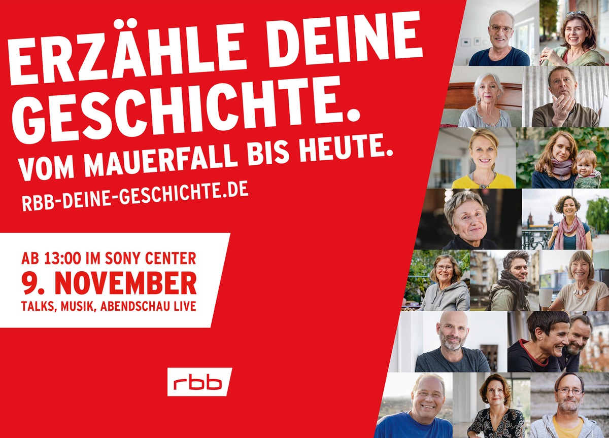 &quot;Erzähle Deine Geschichte - vom Mauerfall bis heute&quot;: Start des großen rbb-Projekts am 9. November 2019