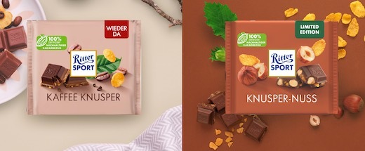 Ritter Sport 100 Gramm Knusper-Nuss und Kaffee Knusper