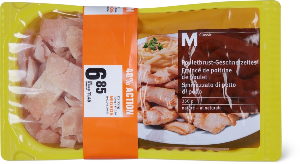 Die Migros ruft tiefgekühltes M-Classic Pouletbrust-Geschnetzeltes im Duo-Pack zurück