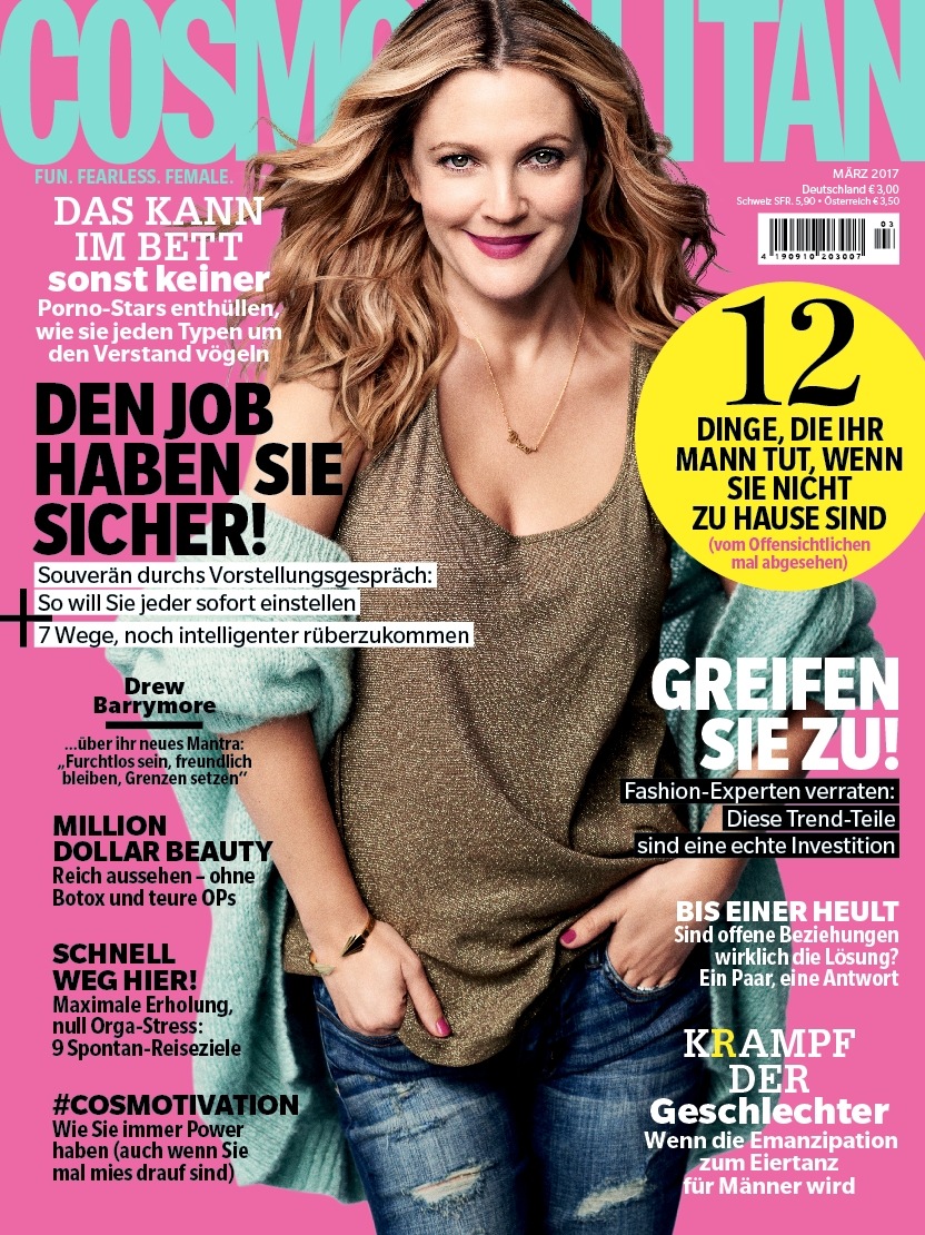 Drew Barrymore in COSMOPOLITAN: &quot;Ich habe mich dafür entschieden, glücklich zu sein. Glück ist eine Wahl.&quot;