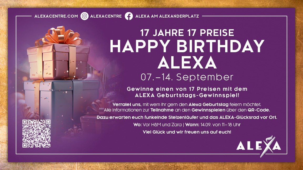 Pressemitteilung: Publikumsmagnet ALEXA feiert 17. Geburtstag