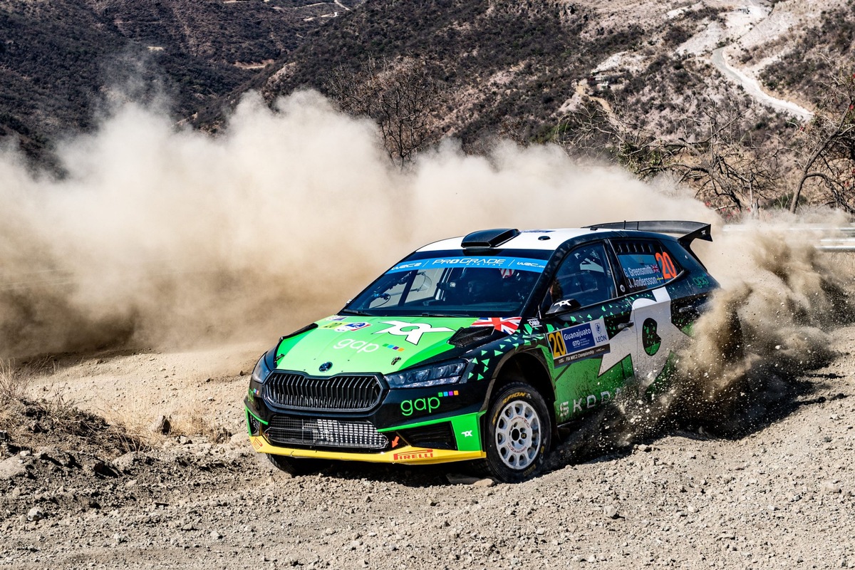 Rallye Mexiko: Dreifachsieg für Škoda Piloten in der WRC2 mit Teamneuling Gus Greensmith an der Spitze