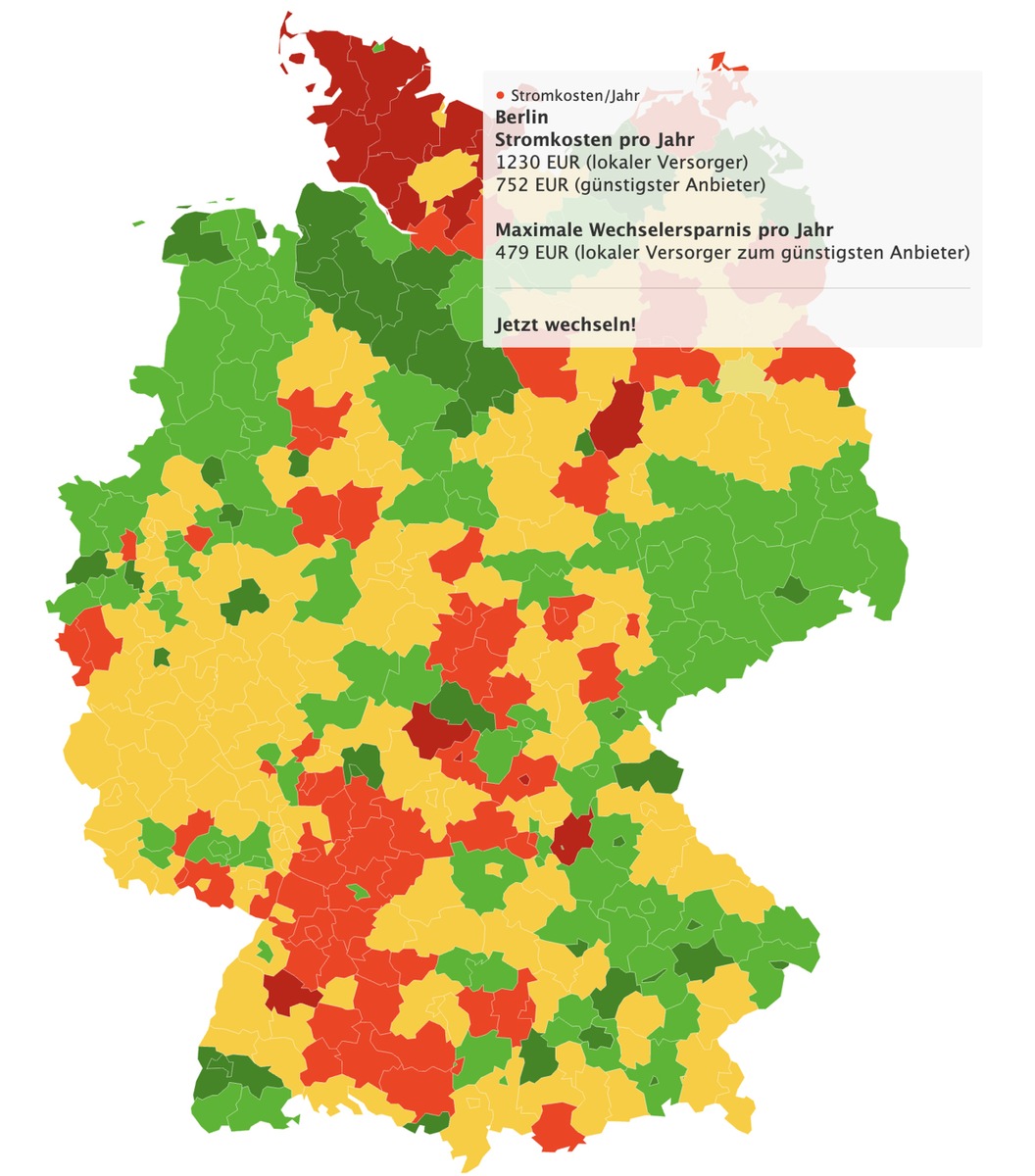 Das kostet Strom in Deutschland - Verbraucherportal und Universität Münster entwickeln einzigartiges Dashboard für Strompreise