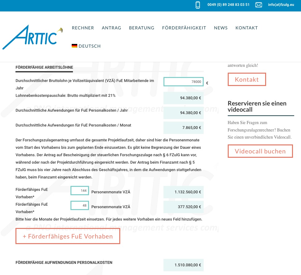 Presseinformation: Forschungszulagenrechner von ARTTIC für die industrielle Forschung