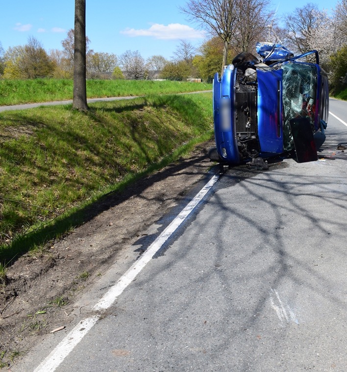 POL-HF: Katze läuft auf Fahrbahn - Auto prallt bei Ausweichmanöver gegen Baum