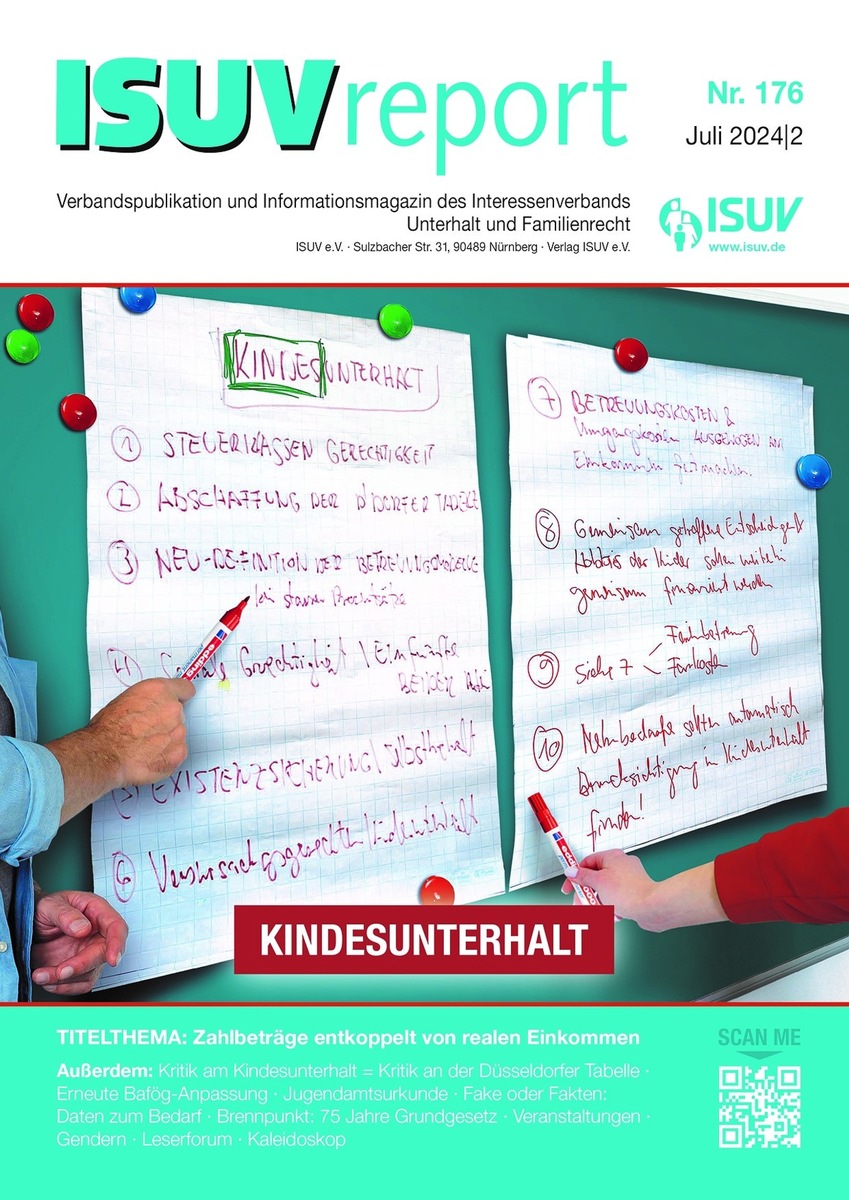 ISUV-Report 176: Kindesunterhalt - Zahlbeträge entkoppelt von realen Einkommen