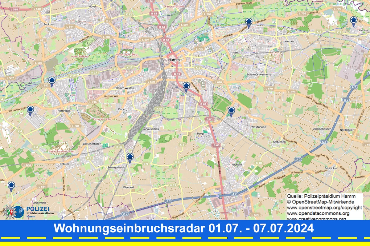 POL-HAM: Wohnungseinbruchsradar Hamm für die Woche vom 1. Juli bis 7. Juli