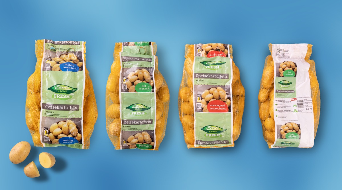 NORMA-Eigenmarke ERNTE KRONE optimiert Kartoffelnetze und spart 50 Prozent Verpackungsmaterial ein / Bis zu 170 Tonnen weniger Verpackungen pro Jahr