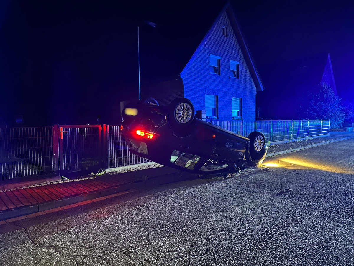 POL-WES: Schermbeck - 26-jähriger überschlägt sich mit seinem PKW