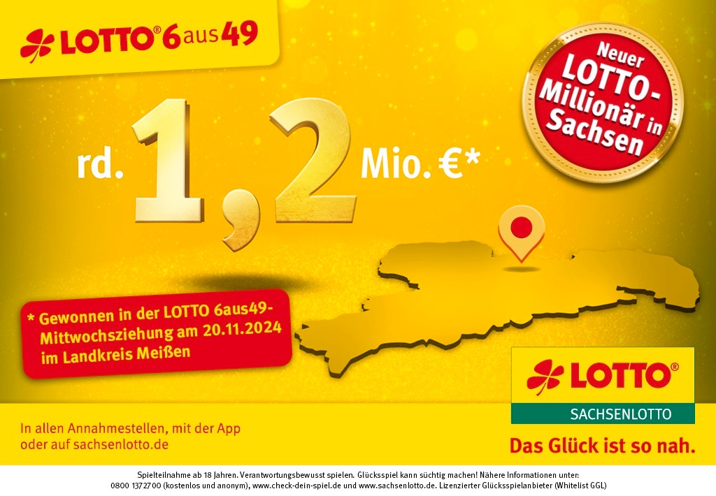 Mit einem LOTTO-Sechser zum Millionengewinn im Landkreis Meißen