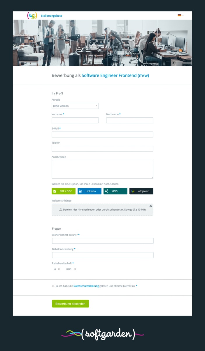 Schnelle Bewerbung - strukturierte Daten / Neues Bewerbungsformular von softgarden stellt Recruiter und Kandidaten zufrieden