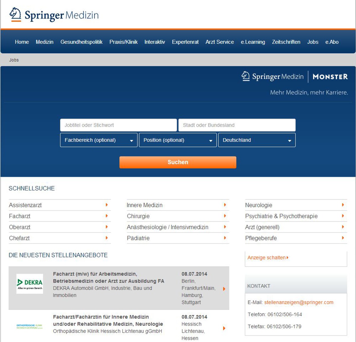 Neue Karriereplattform: Springer Medizin und Monster kooperieren (FOTO)