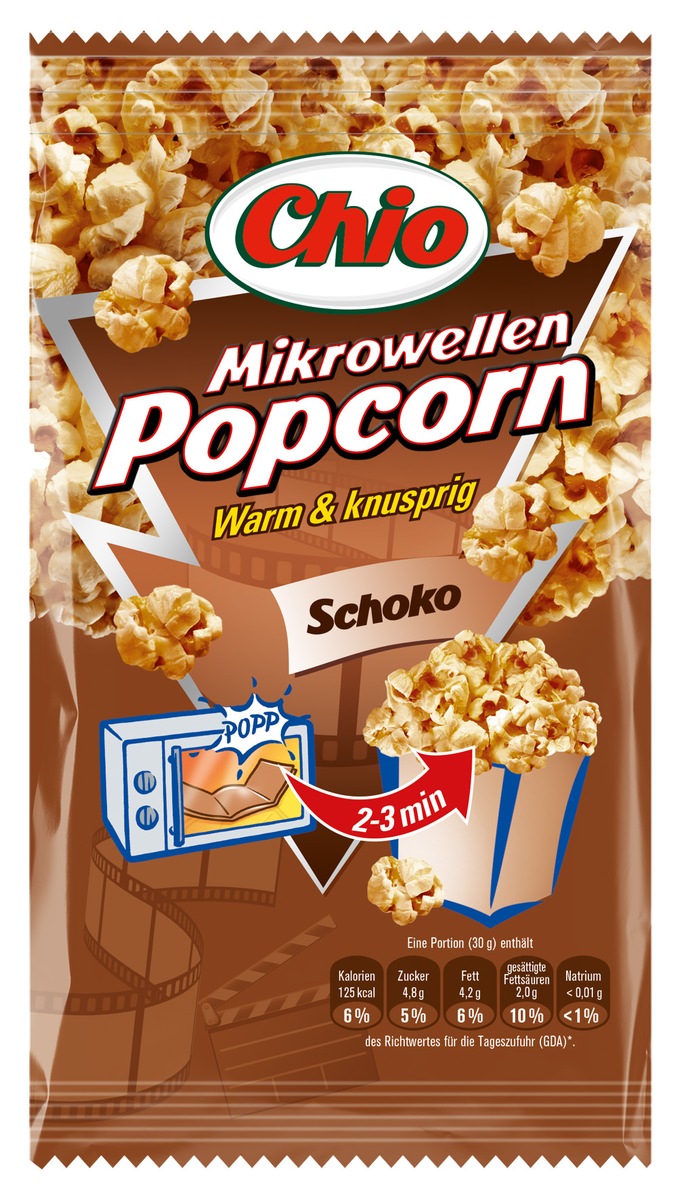 Chio Mikrowellen Popcorn Schoko - der schokoladig-leckere Kino-Genuss für zu Hause (FOTO)