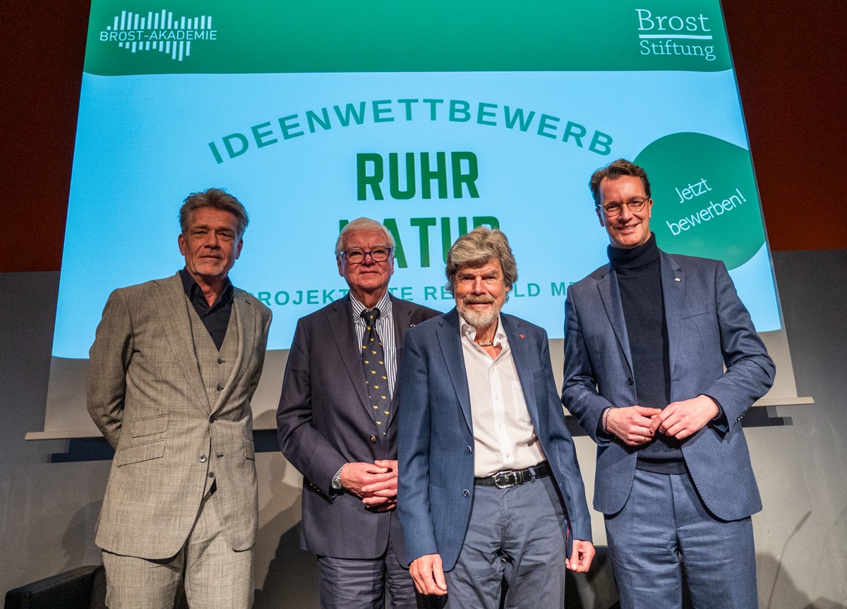 Brost-Stiftung: Auftakt des Projekts Ruhr Natur mit Podiumsdiskussion und Ideenwettbewerb / Ministerpräsident Hendrik Wüst und Bergsteiger-Legende Reinhold Messner im Gespräch über Umweltschutz