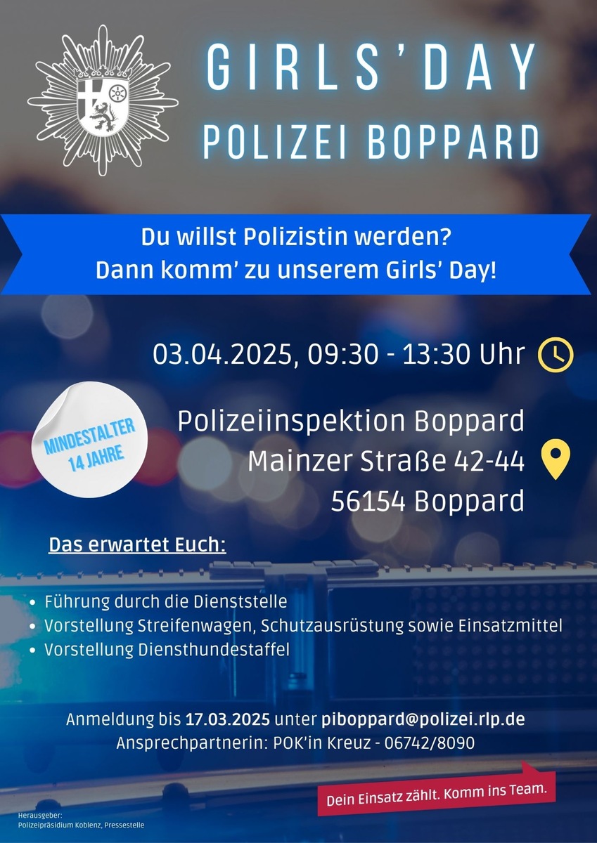 POL-PDKO: Girls&#039; Day bei der Polizei Boppard