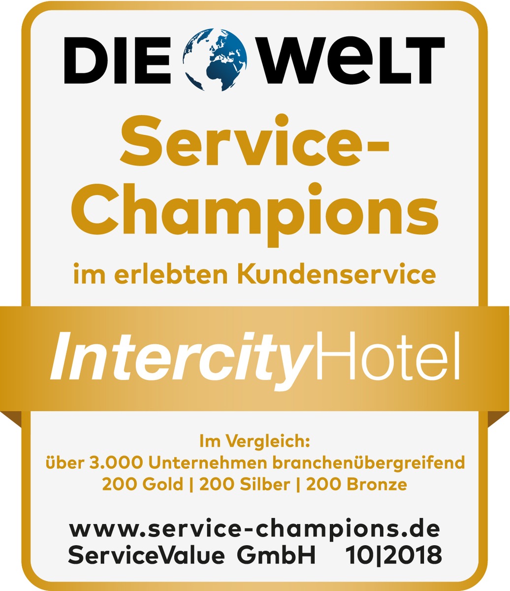 Pressemitteilung: &quot;IntercityHotel mit Gold-Medaille für Kundenzufriedenheit ausgezeichnet &quot;