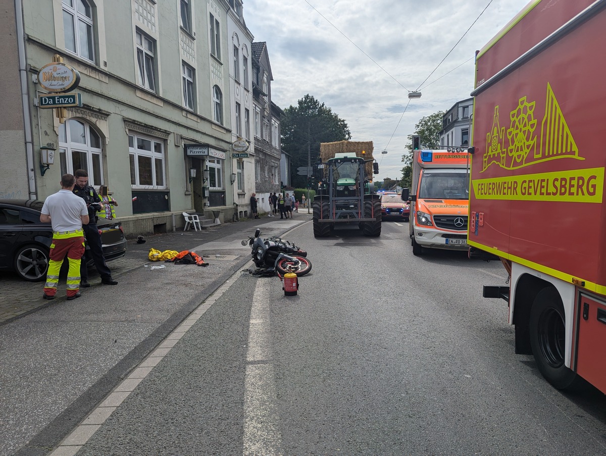 FW-EN: Verkehrsunfall mit Motorrad auf der Hagener Straße