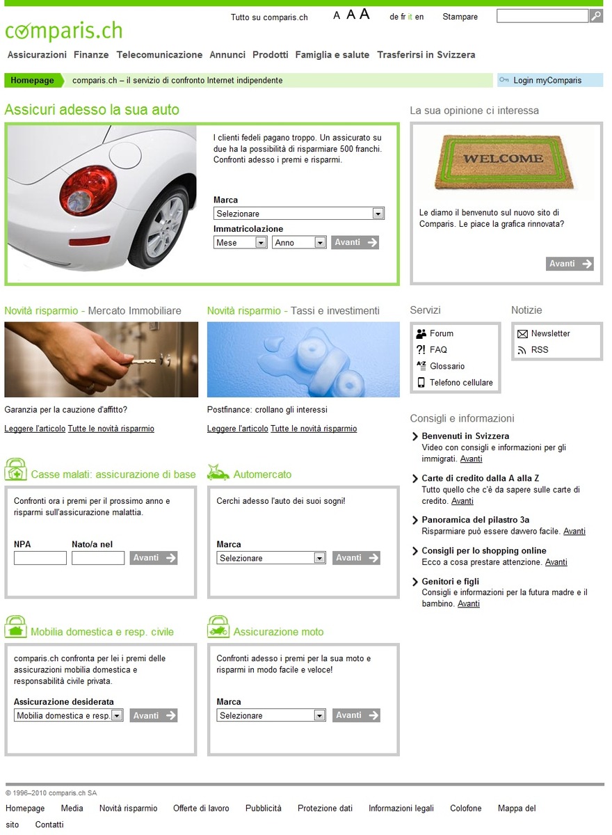 comparis.ch si rilancia sul web - La nuova immagine di comparis.ch