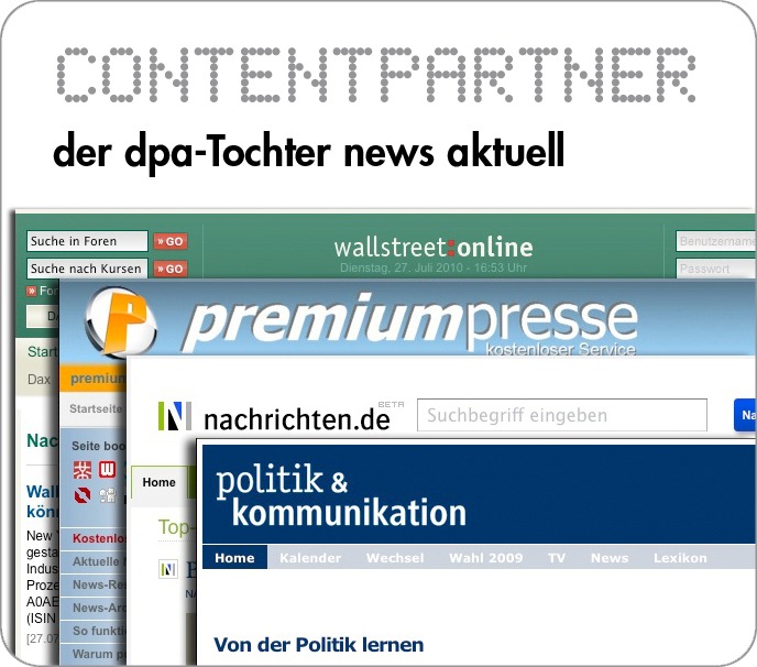 dpa-Tochter news aktuell jetzt mit mehr als 350 Web-Partnerschaften / Programmierschnittstelle (API) erfolgreich etabliert