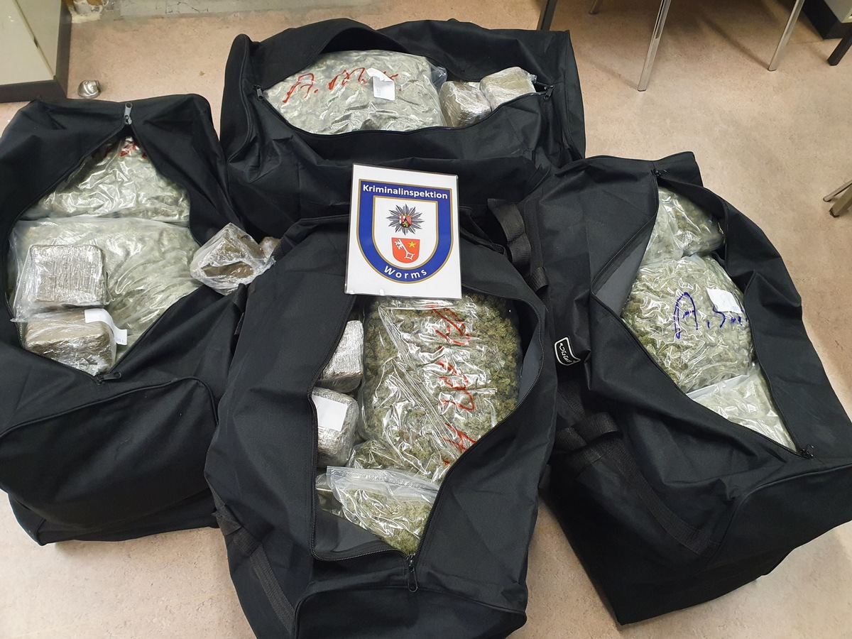 POL-PDWO: Gemeinsame Pressemitteilung der Staatsanwaltschaft Mainz und der Kriminalpolizei Worms Wormser Kripo landet COUP! 80 Kilogramm Marihuana und 15 kg Haschisch im Wert von 800.000 Euro sichergestellt