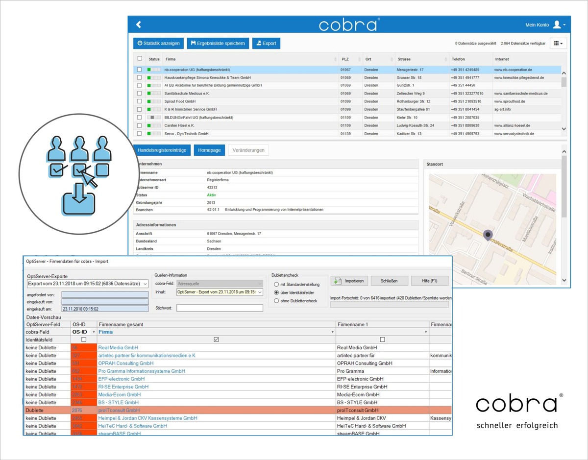 Neukunden-Akquise leicht gemacht: Zielgruppen erschließen und neue Kunden gewinnen direkt in cobra CRM