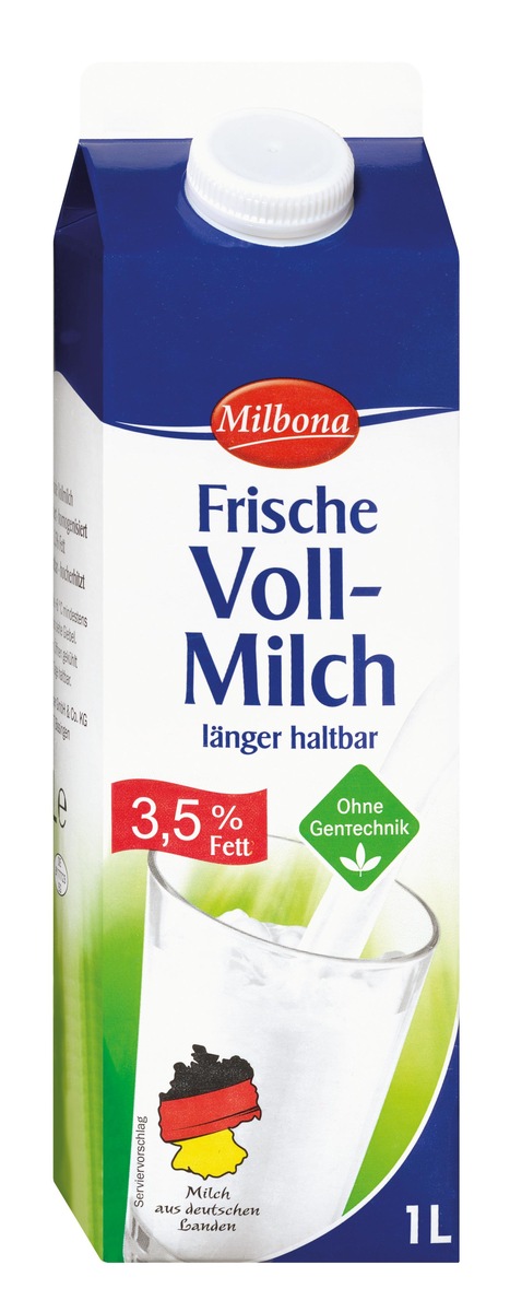 Qualitätsvorstoß: Lidl Deutschland führt bundesweit gentechnikfreie Frischmilch ein / Eigenmarke &quot;Milbona&quot; wird schrittweise komplett auf Gentechnikfreiheit umgestellt (FOTO)