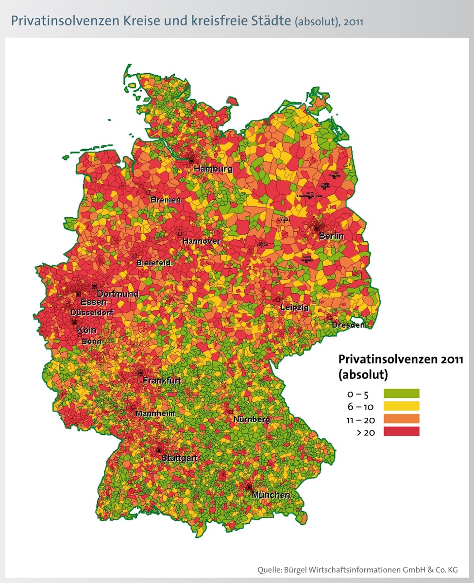 Zahl der Privatinsolvenzen sinkt 2011 um 2,2 Prozent /  Zunehmend gefährdet: Junge erwachsene Frauen und Seniorinnen (mit Bild)