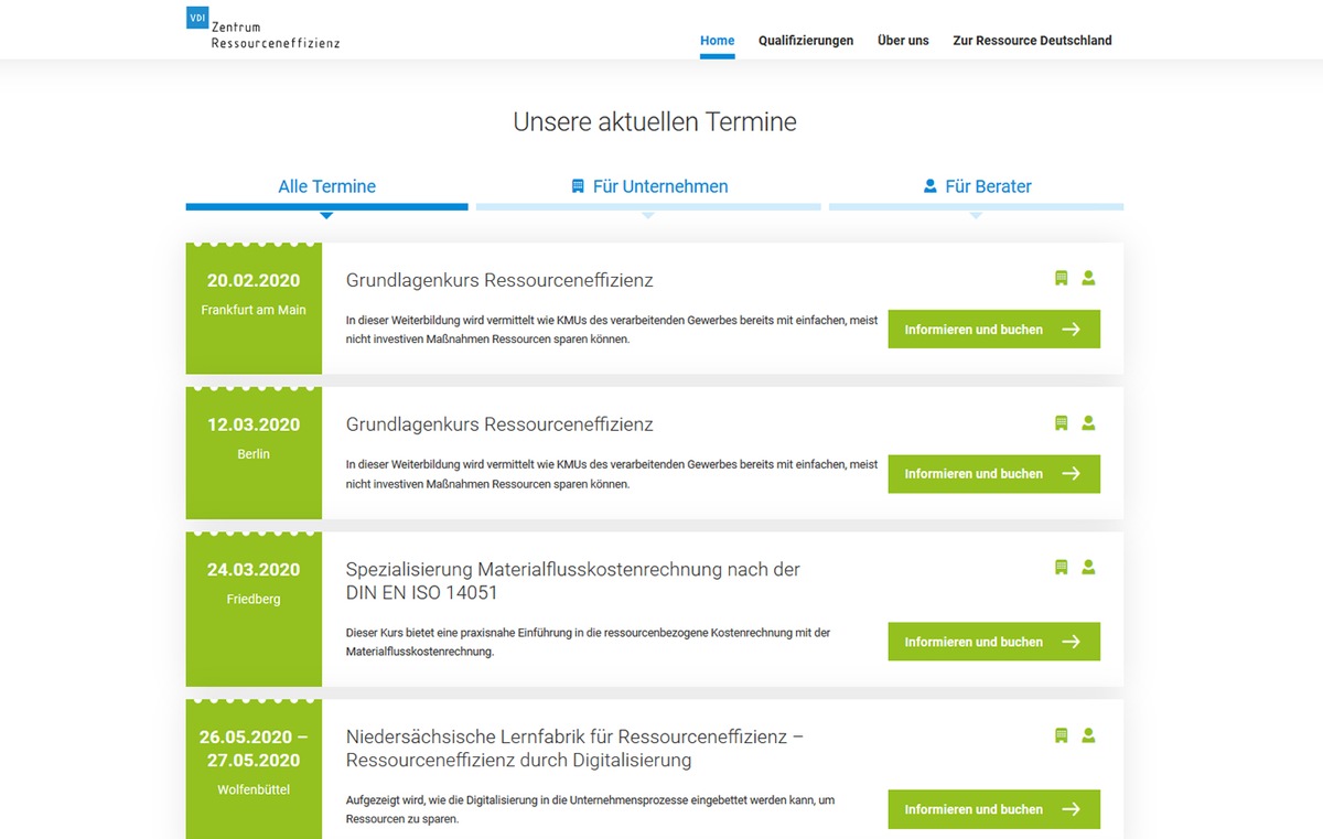 Neues Kursprogramm: durch Weiterbildung im Unternehmen Ressourcen sparen