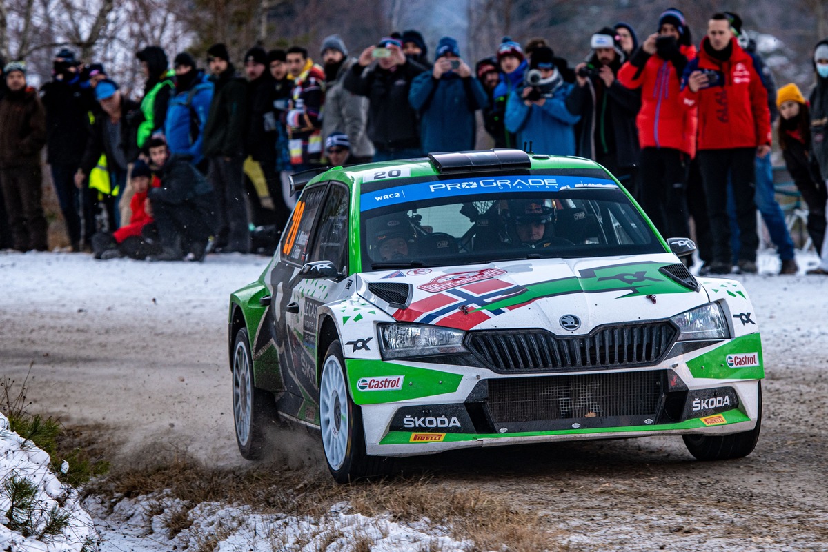 Rallye Monte Carlo: SKODA Fahrer Andreas Mikkelsen feiert dritten WRC2-Sieg beim legendären WM-Auftakt