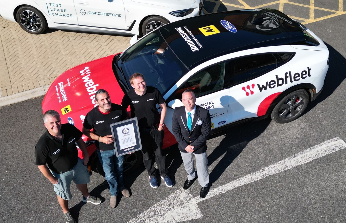 Webfleet stellt neuen GUINNESS WORLD RECORD(TM) mit einem Elektroauto auf: 916,74 Kilometer Fahrt mit einer einzigen Ladung