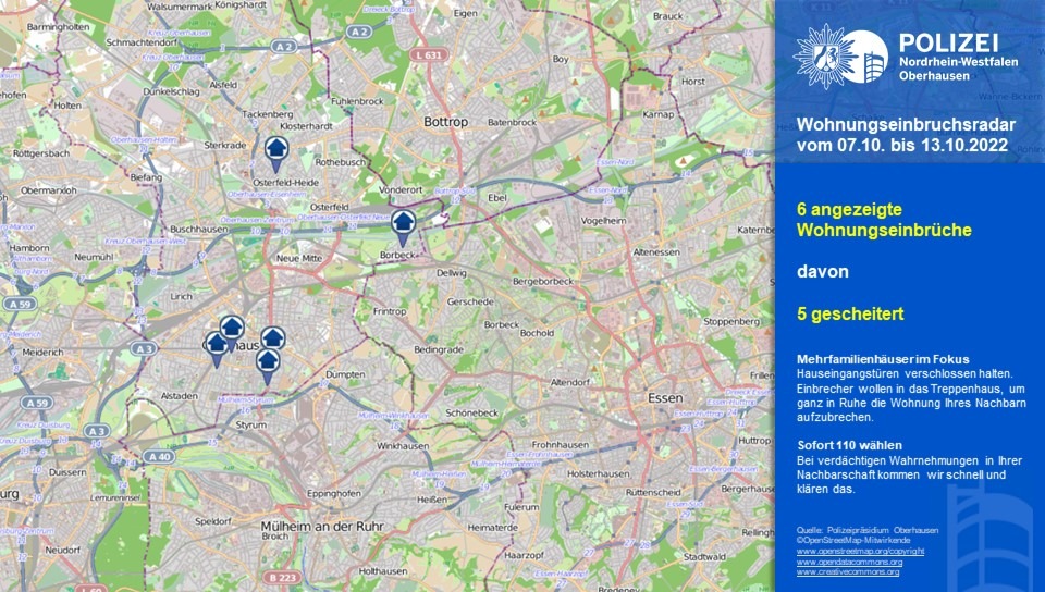 POL-OB: Wohnungseinbruchsradar für Oberhausen - Fünf von sechs Wohnungseinbrüchen gescheitert