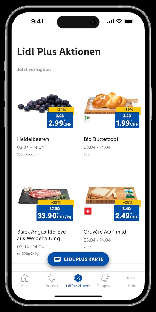 Lidl Schweiz: Neue Funktionen für Kundenapp / Einfachere Einlösung von Rabatten, Tickets zur EM 2024