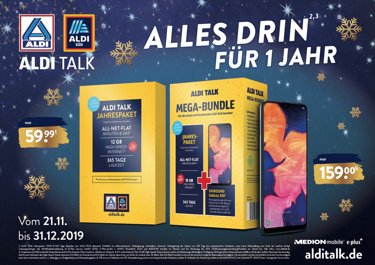 Jahrespaket für ALDI TALK Nutzer: ALDI führt neues Prepaid-Aktionsprodukt ein