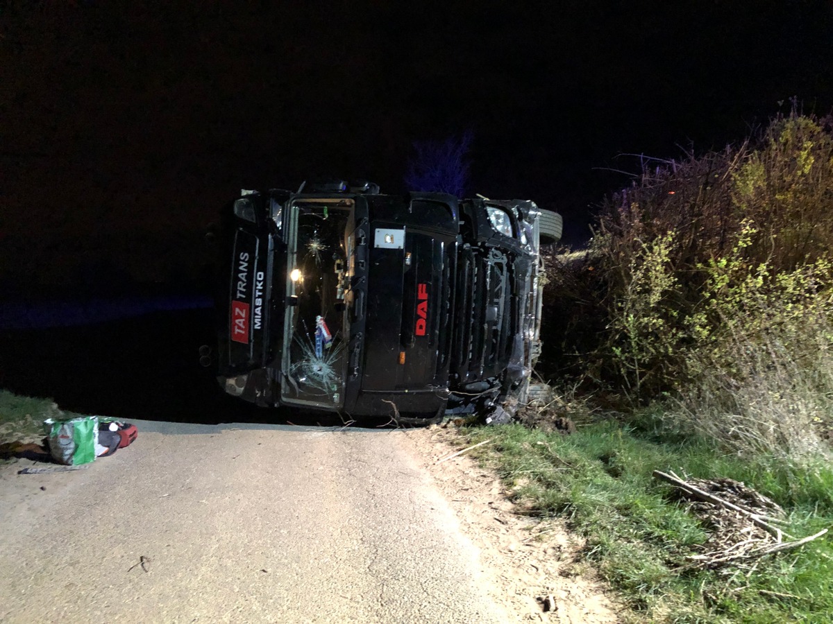 POL-PDLD: Schwegenheim - 40.000 EUR Sachschaden nach LKW Unfall