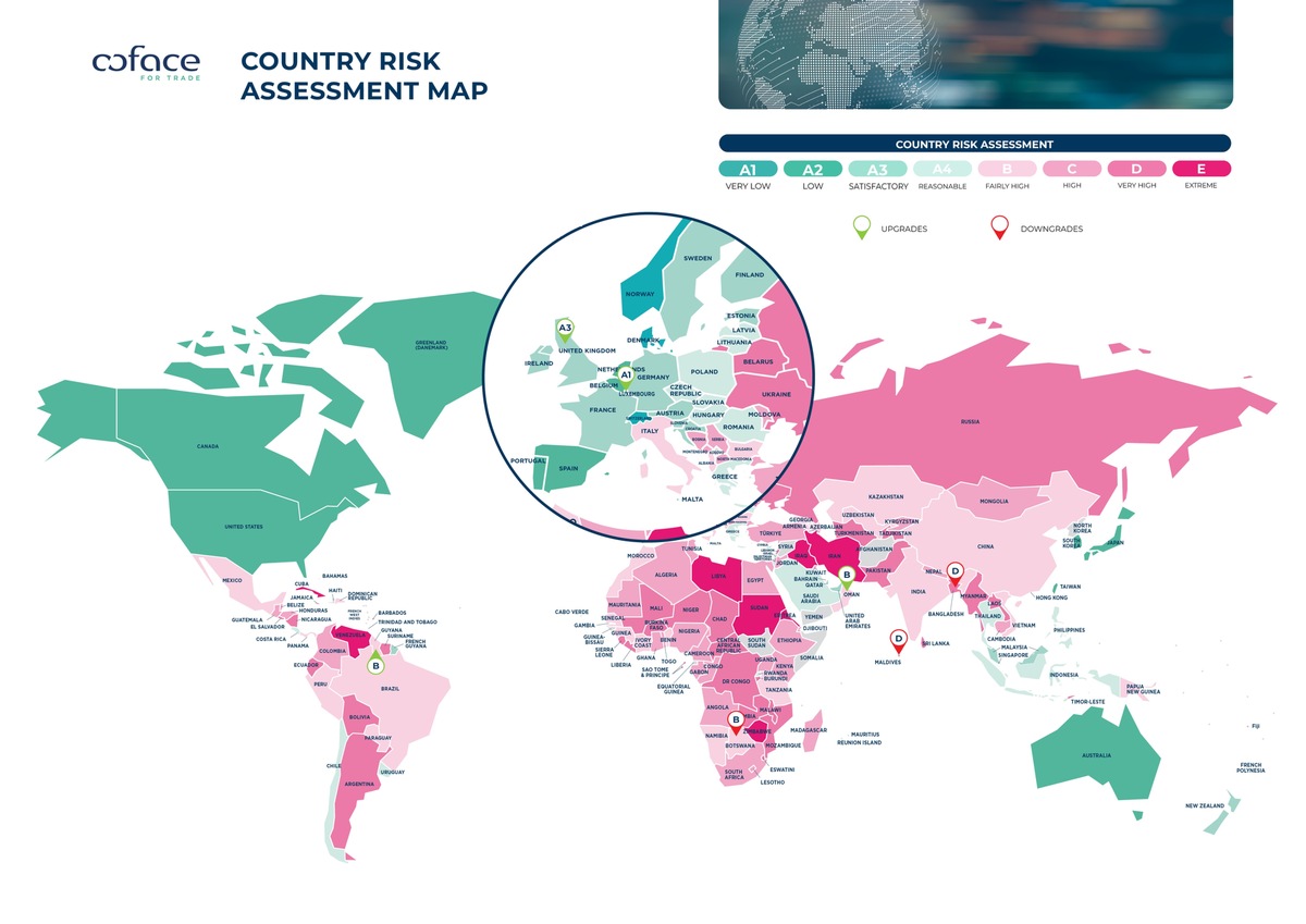 Coface Barometer: Was bringt das Wirtschaftsjahr 2025? / UK und Luxemburg mit verbessertem Länderrisiko