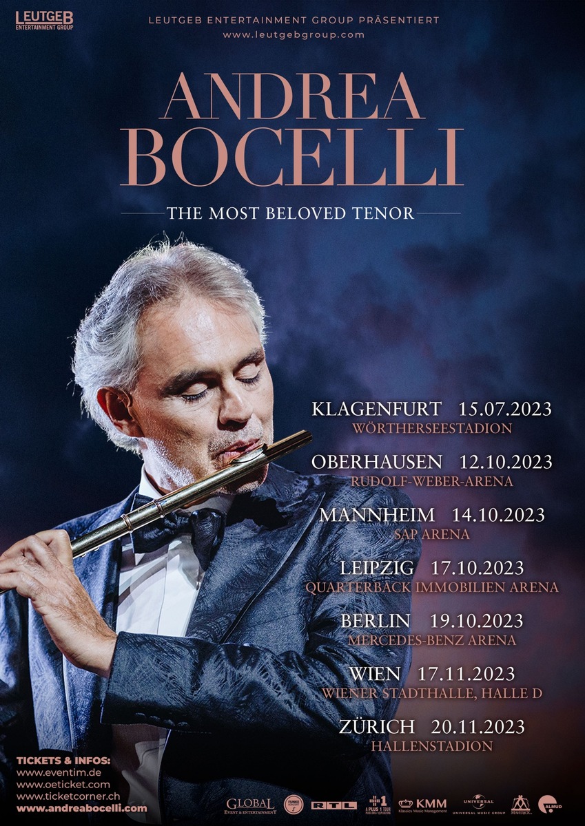 Tourneeverschiebung: Weltstar ANDREA BOCELLI - The Most Beloved Tenor