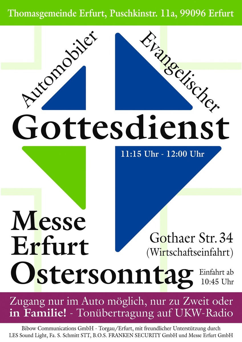 Automobiler Gottesdienst am Ostersonntag auf der Messe Erfurt