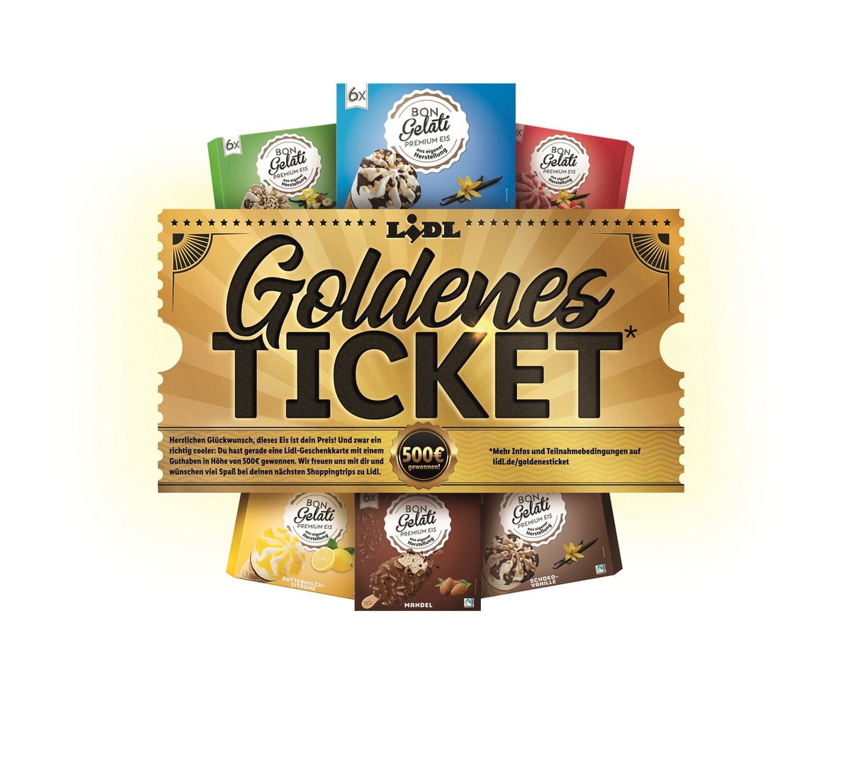 Die Eissaison bei Lidl startet glänzend: &quot;Goldenes Ticket&quot; finden und 500 Euro-Geschenkkarte gewinnen